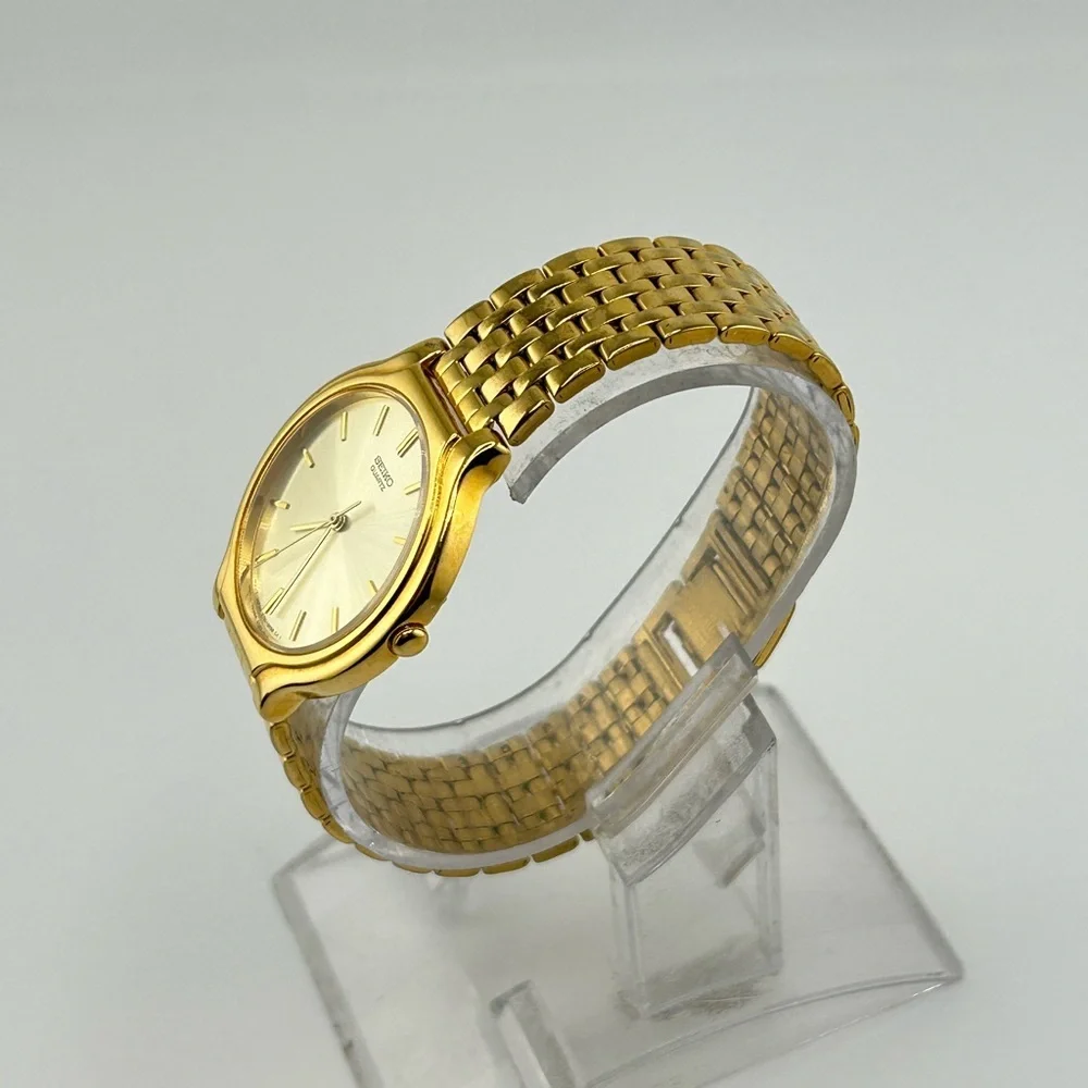 Vintage SEIKO QUARTZ MOVT JAPAN GOLD TONE MENS Watch 216*